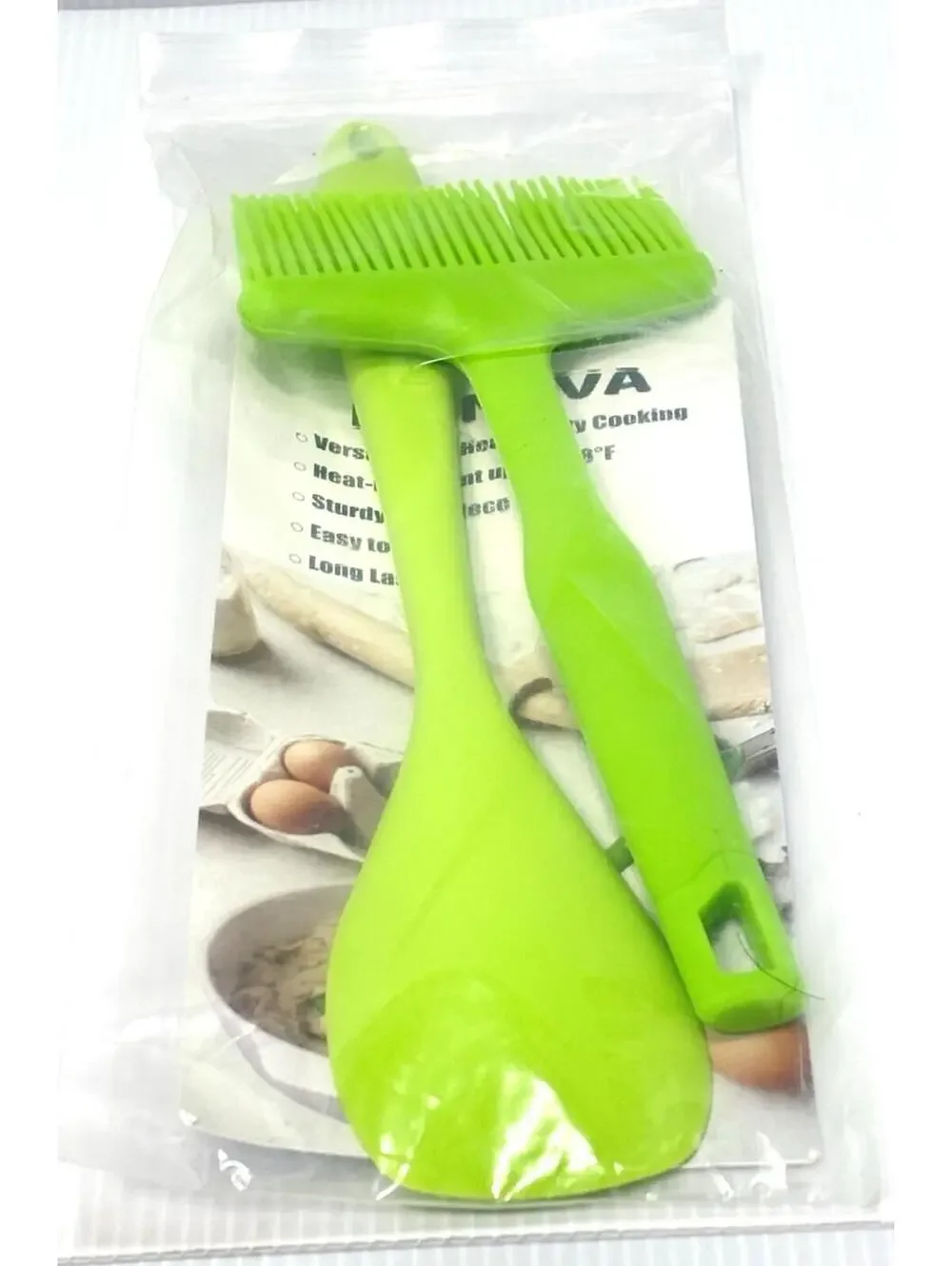 HONSVA Silicone Kitchen Utensil Set, New Green Brush & Spoonula, Cooking Utensil